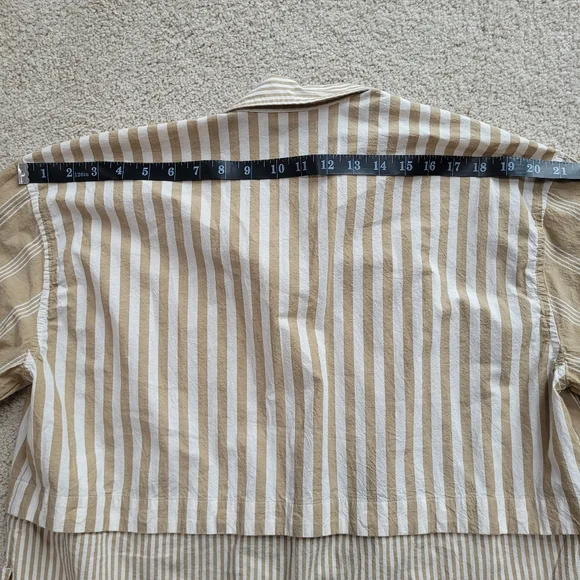 Madewell Tan White 2 in 1 Oversized Striped 100% Cotton Shirt Size S - Picture 12 of 15